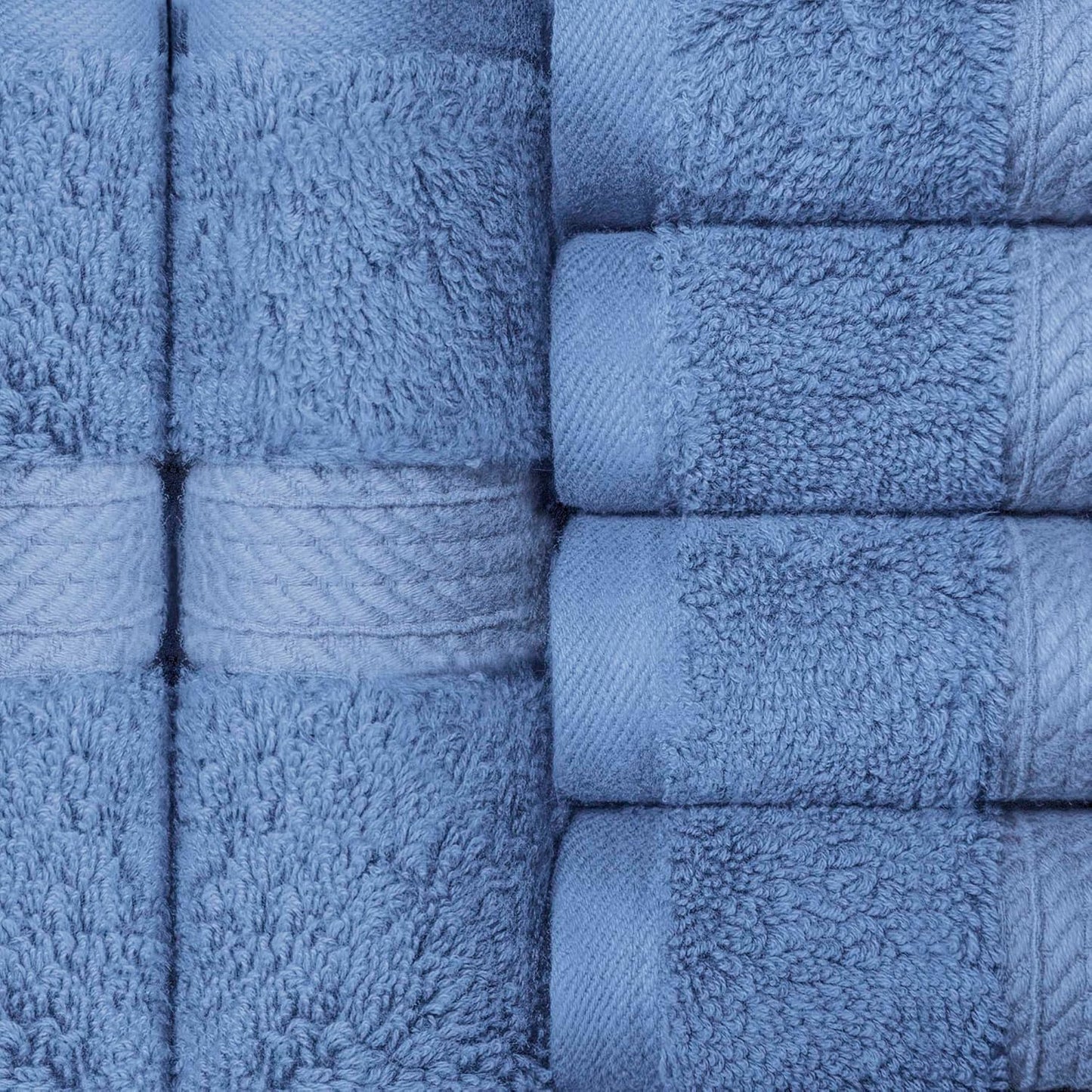 Superior Egyptian Cotton Pile Face Towel/Washcloth Set of 6, Ultra Soft Luxury Towels, Thick Plush Essentials, Absorbent Heavyweight, Guest Bath, Hotel, Spa, Home Bathroom, Shower Basics, Denim Blue