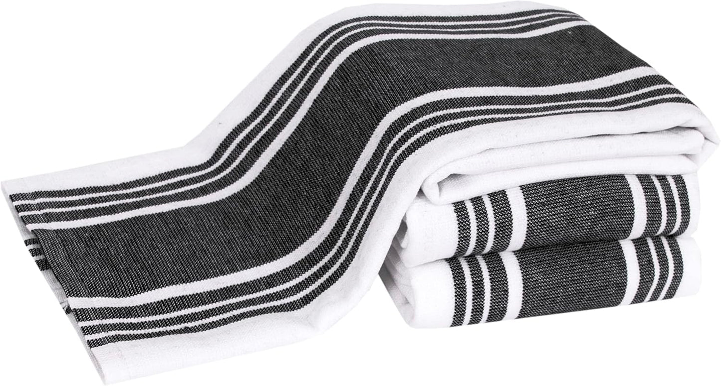 All-Clad Dual-Purpose Kitchen Towels: Highly Absorbent - 100% Cotton, 17"x30" Dish Towels for Cleaning & Drying Dishes & Glassware, 3-Pack, Black