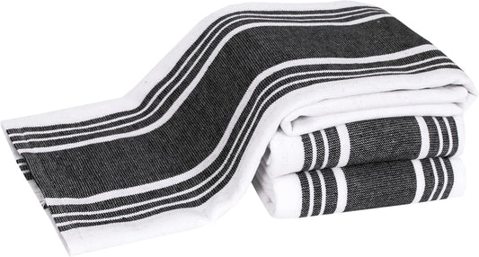 All-Clad Dual-Purpose Kitchen Towels: Highly Absorbent - 100% Cotton, 17"x30" Dish Towels for Cleaning & Drying Dishes & Glassware, 3-Pack, Black