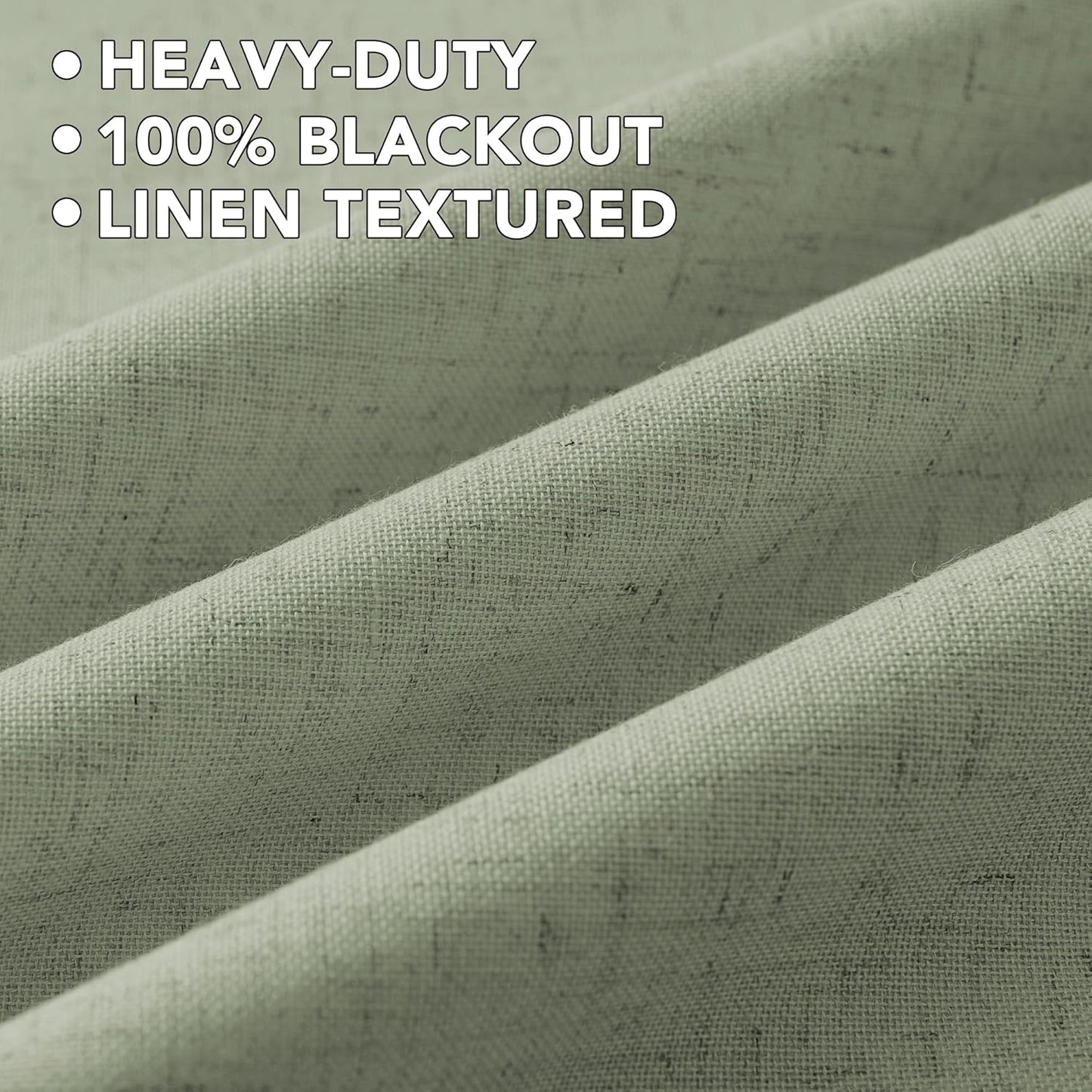 H.VERSAILTEX Linen Curtains 100% Blackout Curtains for Bedroom 96 inch Long Full Light Blocking Nature Linen Blended Window Curtains for Living Room Nickel Grommet (2 Panels, Heathered Tea)
