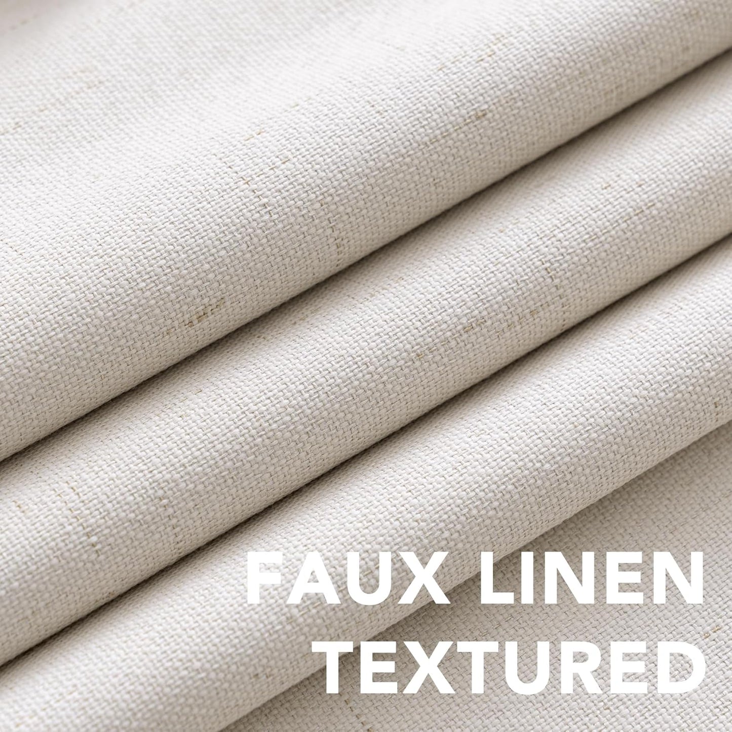 H.VERSAILTEX Primitive Linen Curtains 100% Blackout Curtain Drapes Burlap Fabric Curtains with White Thermal Insulated Liner, Grommet Top Drapes Living Room/Bedroom (2 Panels, 42 x 63 Inch, Ivory)