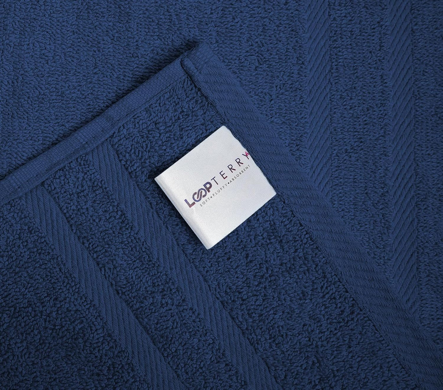 Looperry 6 Pack Small Bath Towel Set - 100% Cotton 23x46 Shower Towels 450 GSM. Lightweight & Absorbent, Soft & Quick Dry. Use for Pet Drying, Gym, Spa, Salon & More. Terry Ringspun Towels (Navy)