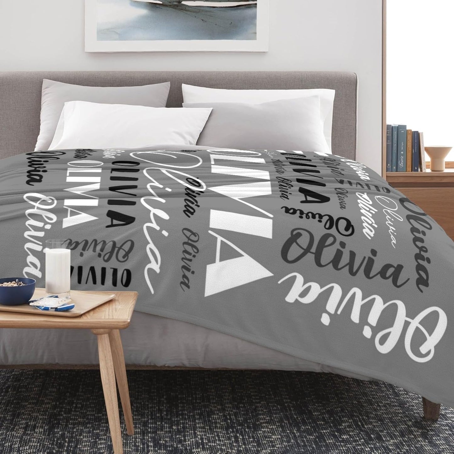 Name Blanket Personalized Blanket for Adult Kids Flannel Customize Throw Blanket Custom (Color 12, 40 x 50 Inches)