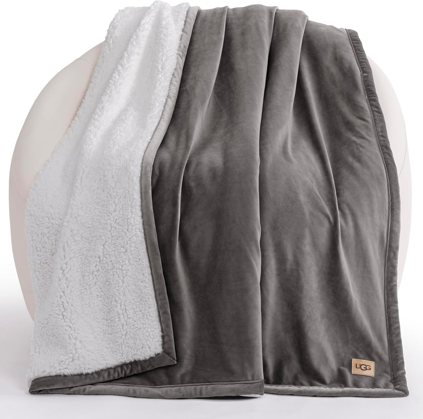 UGG Bliss Throw Blanket Plush Soft Fleece Fluffy Blankets for Bed or Couch Oversized Warm Reversible Machine Washable Medium Weight Home Decor Giftable Throw, 50-inch x 70-inch, Charcoal Grey