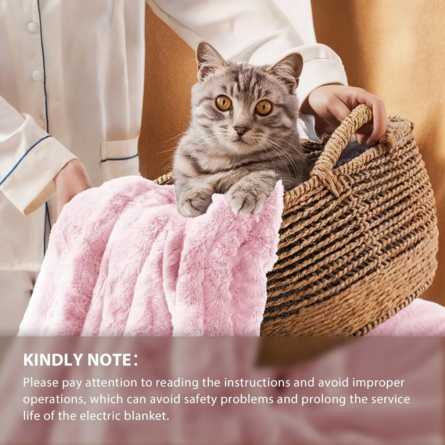 Homemate Electric Heated Blanket Full Size - 72"x84" Heating Blanket Full Size 1/2/4/6/8 Hours Auto-Off 10 Heat Level Over-Heat Protection Luxury Faux Fur Sherpa ETL Certification