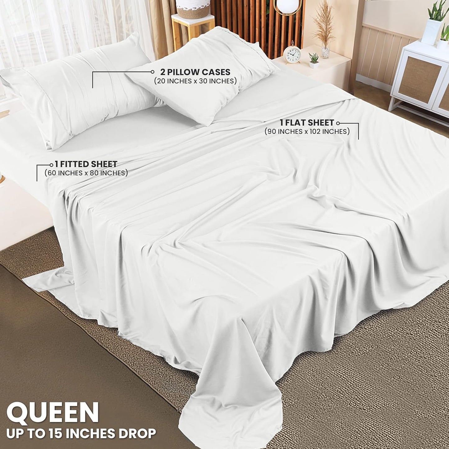 Utopia Bedding Queen Bed Sheets Set - Pack of 10 Sheet Sets - Perfect for Spa, Hotel, & Guest Bedroom - Brushed Microfiber - Shrinkage and Fade Resistant - Easy Care (White)