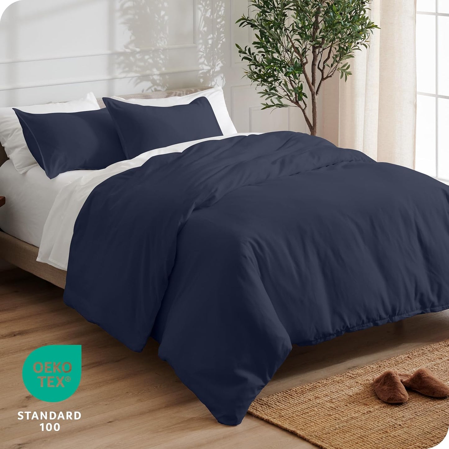 Bare Home Bedding Duvet Cover Extra Long Size - Premium 1800 Super Soft Collection - Lightweight, Cooling - Soft Breathable Bedding Duvet Cover (Twin/Twin XL, Midnight Blue)