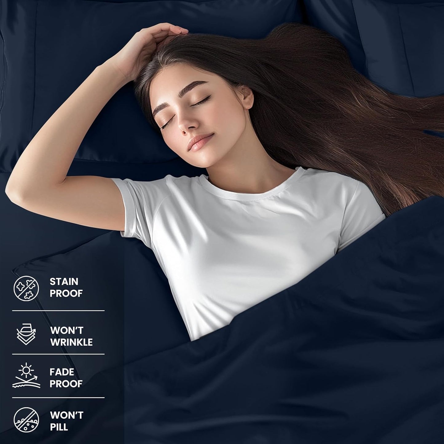 Utopia Bedding Full Sheet Set – 4 Piece Bed Sheets for Full Size Bed, Soft and Breathable Microfiber, Includes 1 Fitted Sheet, 1 Flat Sheet and 2 Pillowcases (Navy Blue)