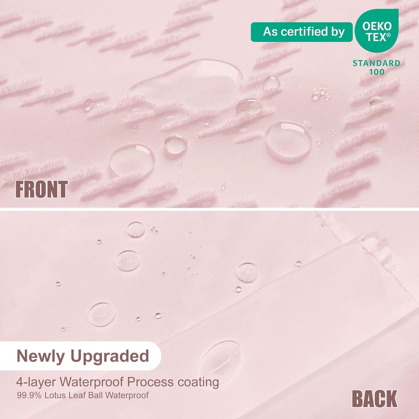 Extra Long Shower Curtains 72 x 84 Inches Tufted Chevron Pink Shower Curtains Fabric for Bathroom Modern Shabby Chic Waterproof Cloth Shower Curtain