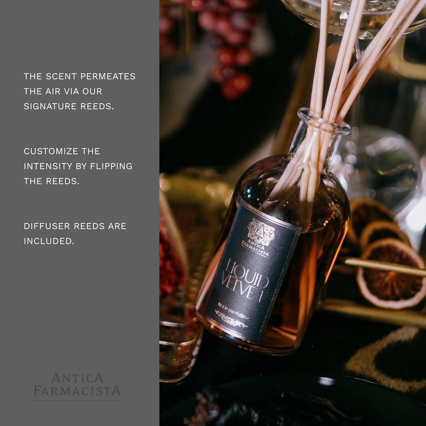 Antica Farmacista Home Ambiance Diffuser - Long-Lasting Reed Scent Diffuser - Luxury Room Freshener Gift - Liquid Velvet, 8.45 fl oz