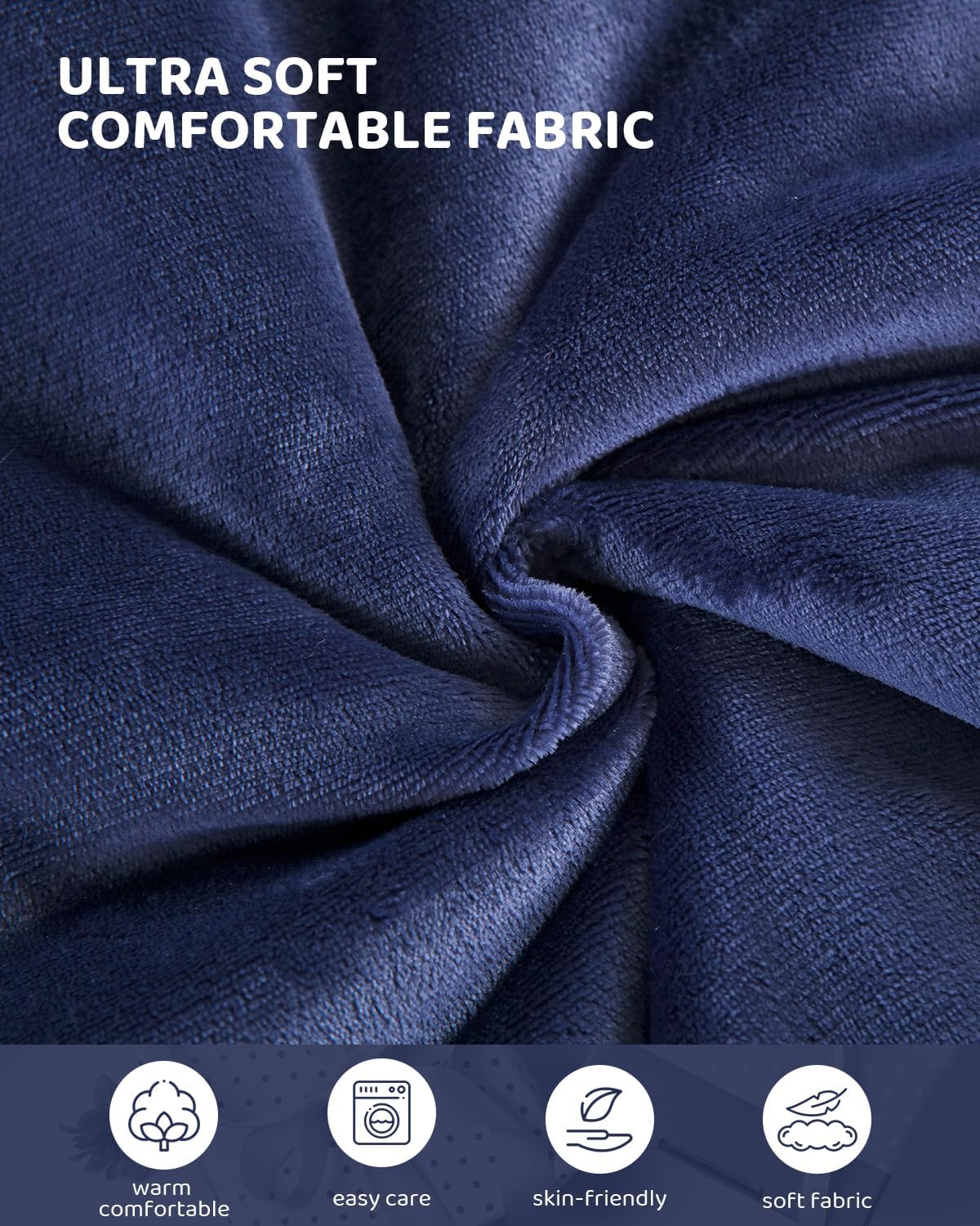 Heated Blanket Electric Blanket Throw Size, Super Soft Cozy Upgraded Flannel Heating Blanket with 9 Heating Levels & 1-9 Hours Auto Off, Fast Heating & Overheat Protection, 50" x 60", Blue