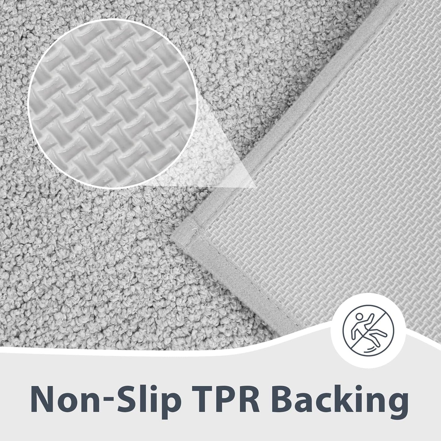 Bathroom Rugs U-Shaped 20" x 24", Non-Slip Extra Soft Absorbent Bath Rugs, Machine Washable Quick Dry Bath Mats for Toilet Base, Light Grey & Grey