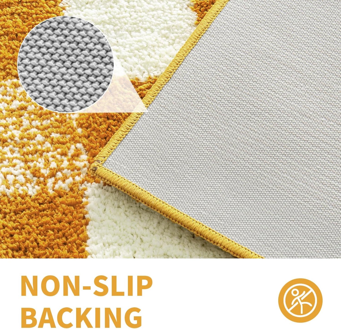 CozeCube Bath mats for Bathroom Non Slip, Fluffy Absorbent Microfiber Bath mat Washable, Aesthetic Bathroom Rugs, Cute Harvest Gold Checkered Bath mat, Harvest Gold, 32" x 20"