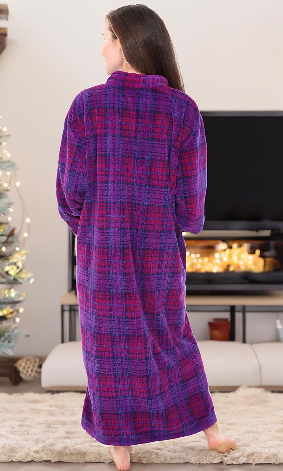 Alexander Del Rossa Plush Robe for Women, Long Fleece Winter Bath Robe, Plus Size