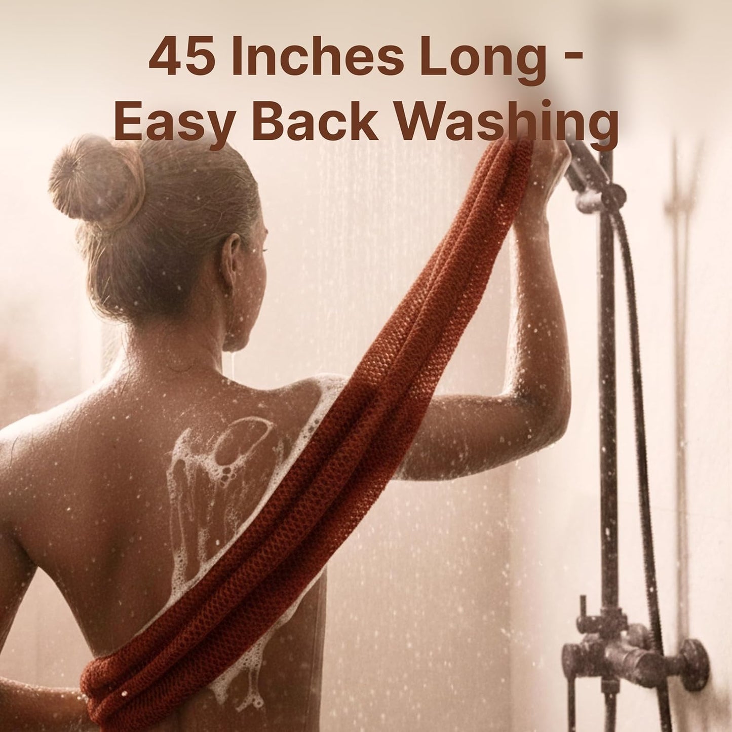 Nubiana African Net Sponge Authentic - 45 Inch Exfoliating Body Sponge from Nigeria - Natural Bath Sponge for Smooth Soft Skin - Long Lasting Quick-Drying - Single Pack (Wine Red)