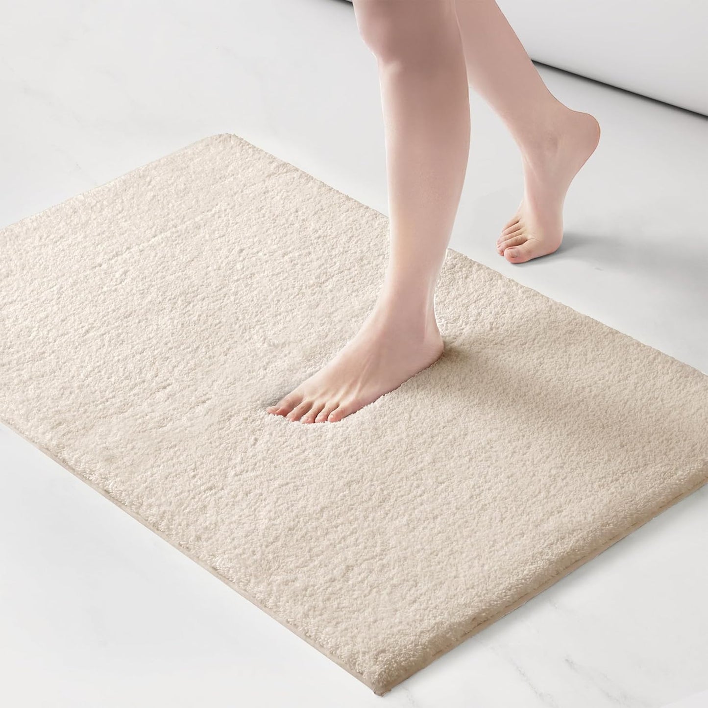 Madison Park Marshmallow Bathroom Rug Non Slip, Luxrurious Plush Bath Mat, Absorbent, Quick Dry, Spa Design Bath Room Décor, 24x40, Natural