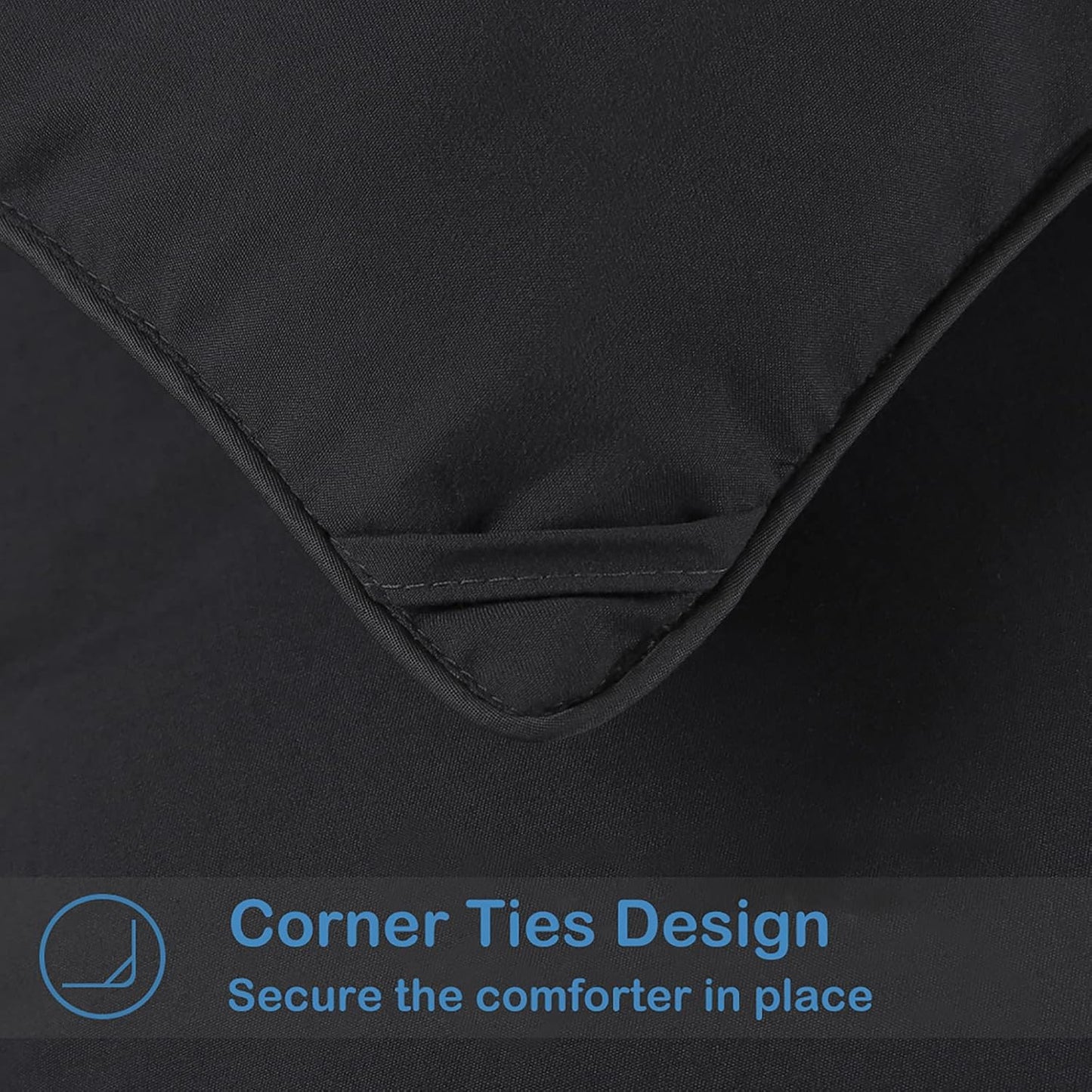 EASELAND Twin Size Down Alternative Comforter - Quilted Duvet Insert for All Seasons, Soft Lightweight with Corner Tabs, Summer Winter Warm Bedding, Black 64×88 Inches