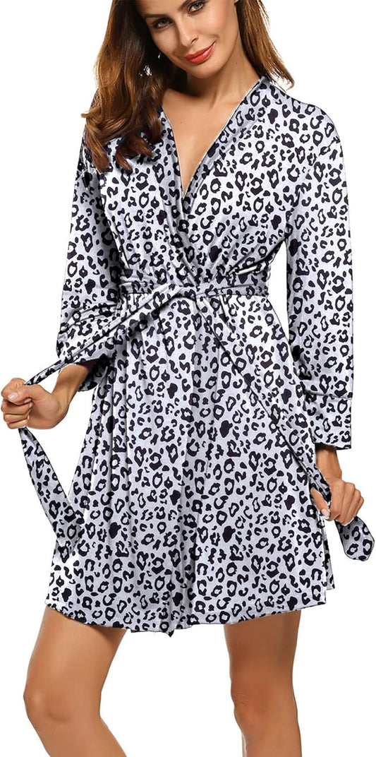 HOTOUCH Womens Robe Lightweight Short Knit Bathrobe Soft Ladies Sleepwear with Pockets