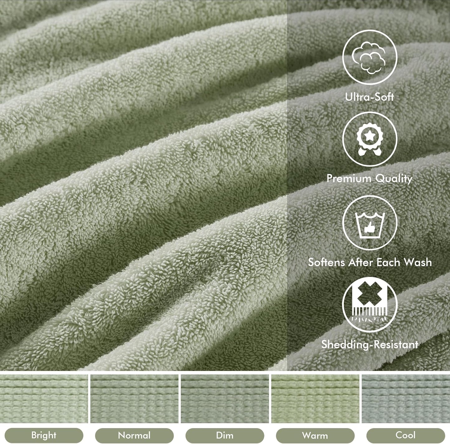 Madison Park 800GSM Bathroom Towel Set of 8 100% Cotton Bath Towel Set for Bathroom Luxurious Highly Absorbent 2 Bath Towels 2 Hand Towels 4 Washcloths Quick Dry Spa Quality Sage Green