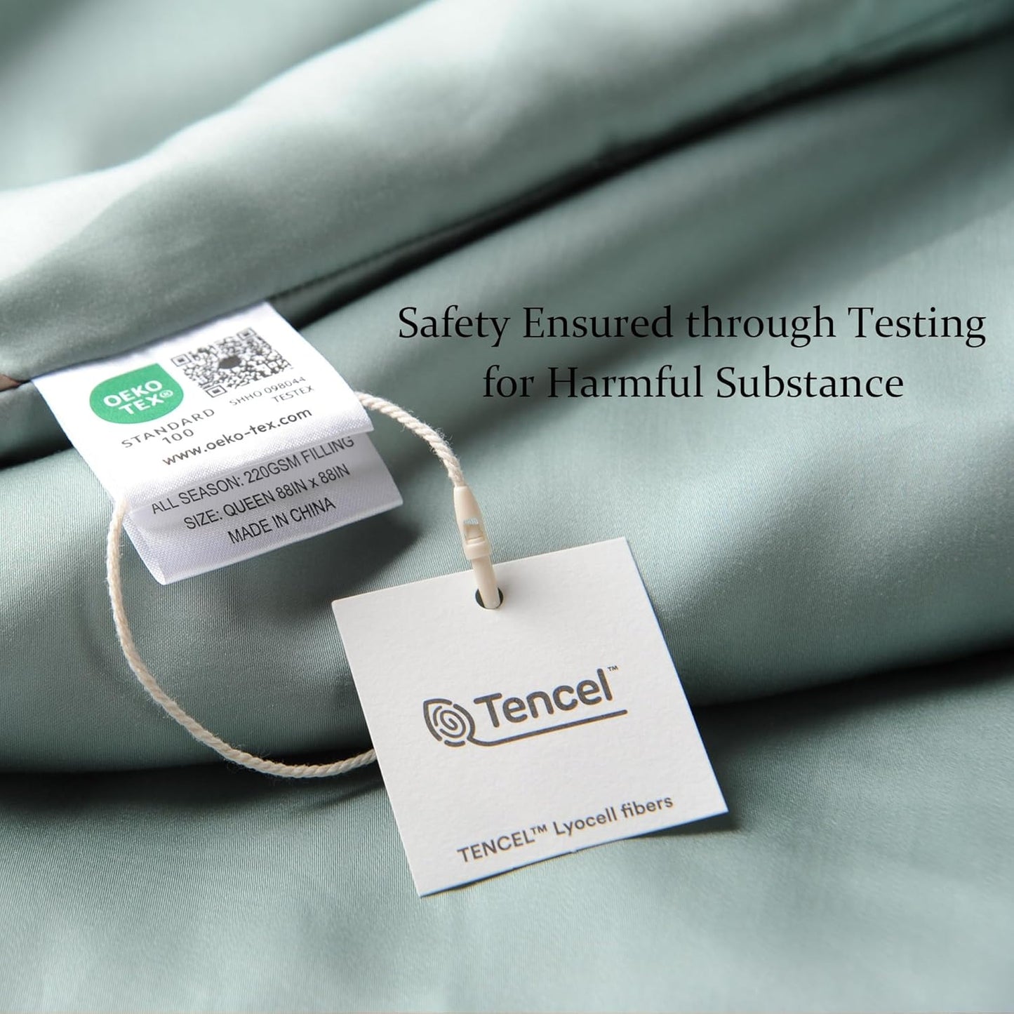 CUDDLE DREAMS Lightweight Silk Filled Comforter for Summer, Detachable Tencel Duvet Cover for Easy Care, Naturally Breathable (Celadon, Queen)