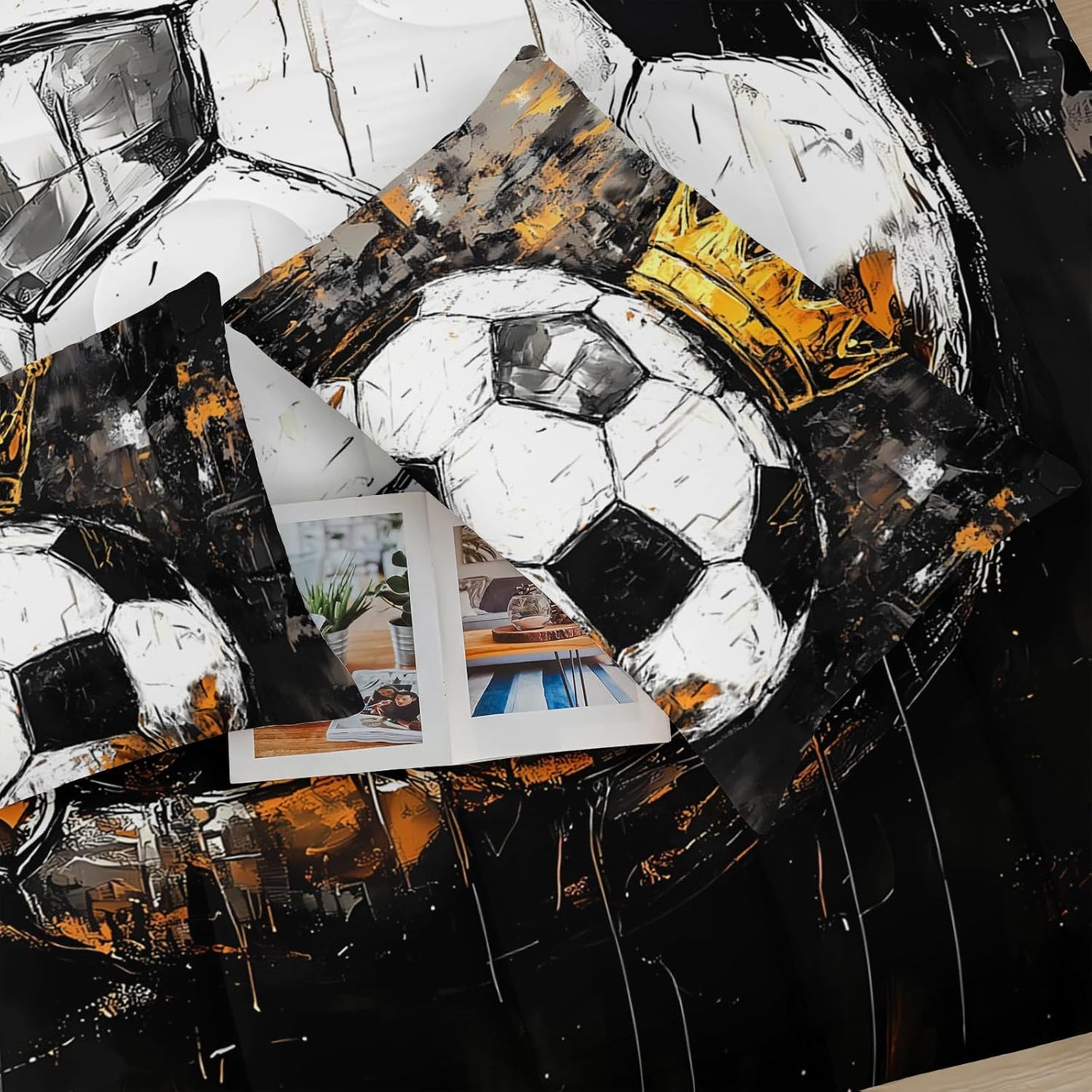 Soccer Ball Comforter Set Twin for Boy，Sport Theme Twin Bedding Sets for Boys，with 1 Comforter with 2 Pillow Case，Soccer Themed Bedroom Decor for Boys