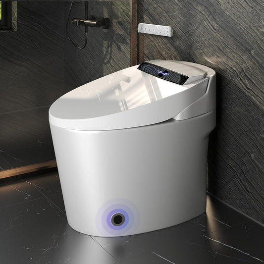 Bidet Toilet, One Piece Toilet with Tankless, Heated Toilet Seat, Bidet Warm Water, Dryer, Foot Sensor Operation, Auto Toilet Flushing