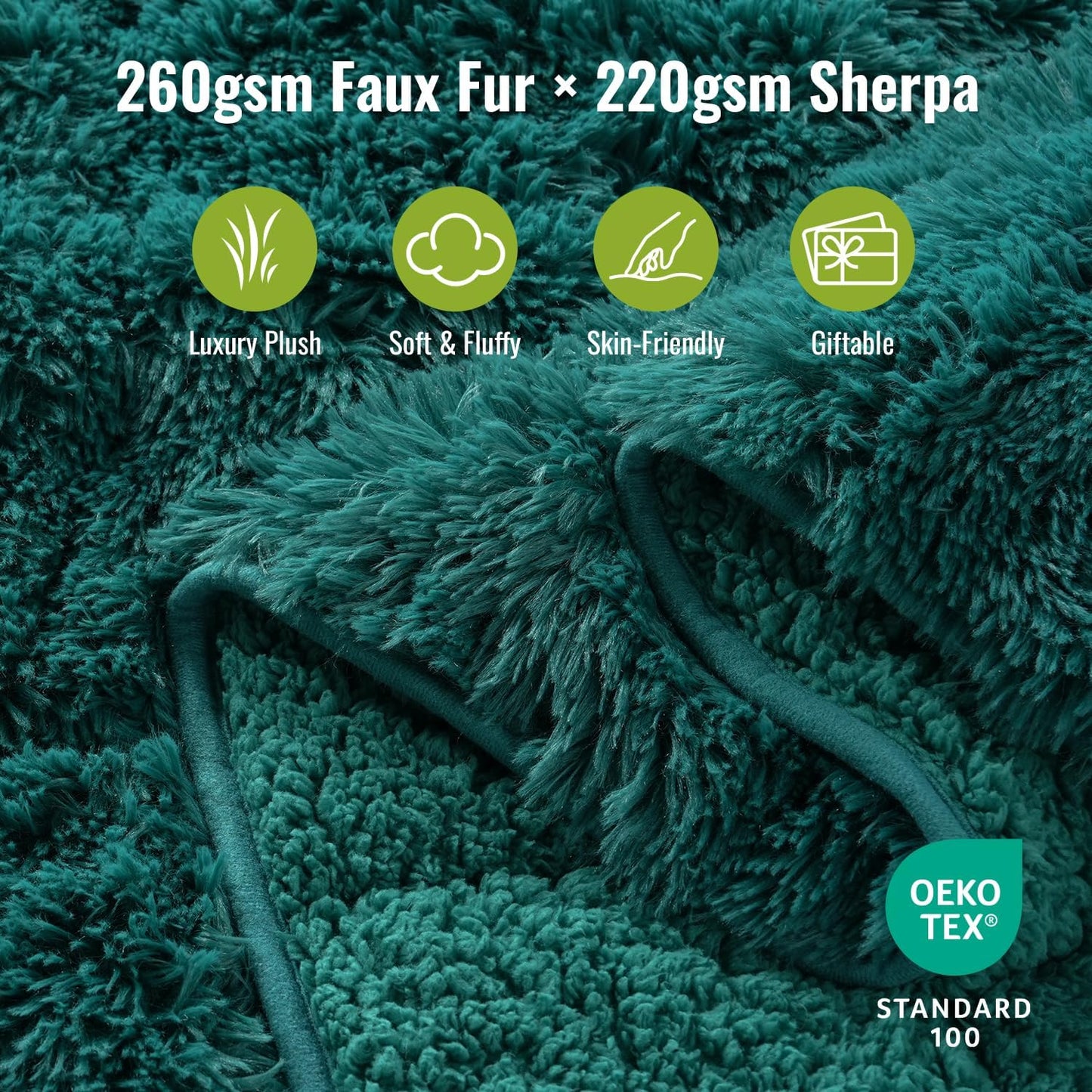 Uttermara Shaggy Faux Fur Weighted Blanket Queen Size, 12 lbs Long Fur Sherpa Soft Fluffy Bed Blanket for Adults, Ultra Cozy Warm Sherpa Throw Full Size Sofa Bed Blanket, 48 x 72inches, Forest Green