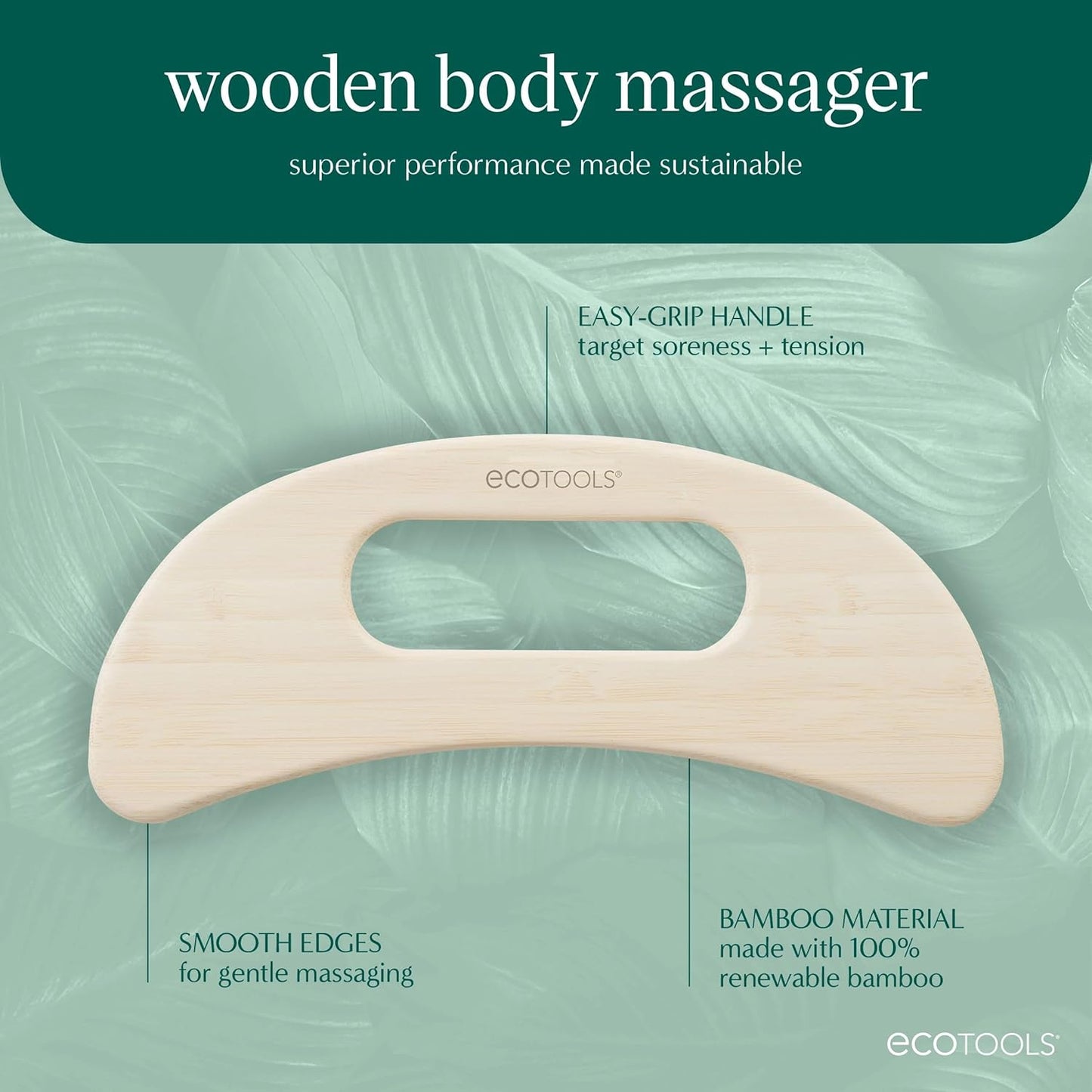 EcoTools Wooden Body Massager, Relieve Sore Muscles, Wood Massager Tool for Body, Unique Shape Provides Relaxation & Relieves Muscle Tension, Eco Friendly, Cruelty-Free, & Vegan, 1 Count