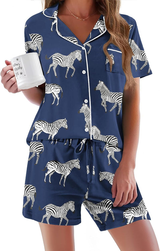 Ekouaer Pajamas for Women Set Silk Satin Pjs Shorts Sleepwear 2 Piece Loungewear S-XXL