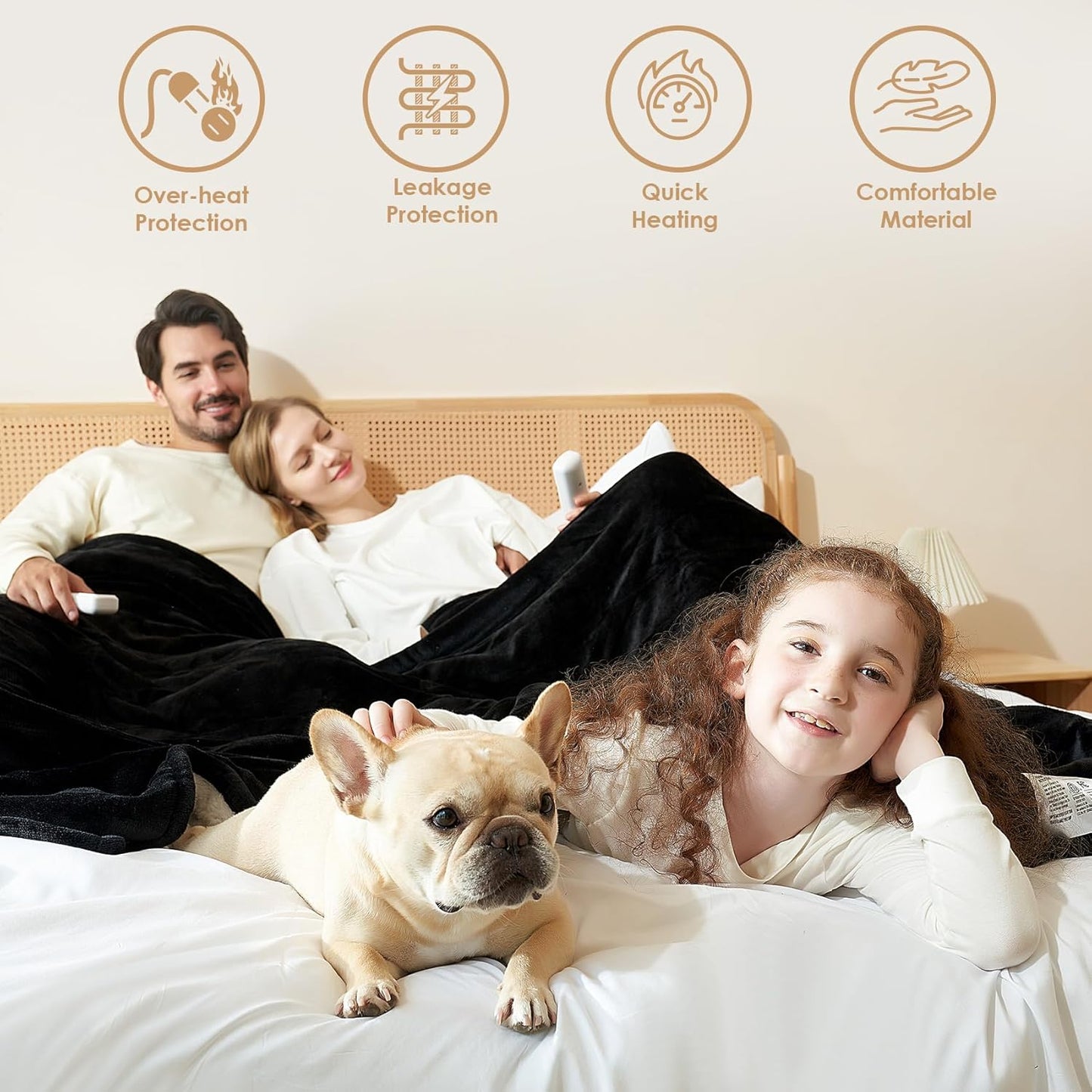EHEYCIGA Heated Blanket - Electric Throw with 9 Heating Levels & 10 Hr Auto Off, Soft Cozy Sherpa Washable Blanket, 50 x 60 Inches
