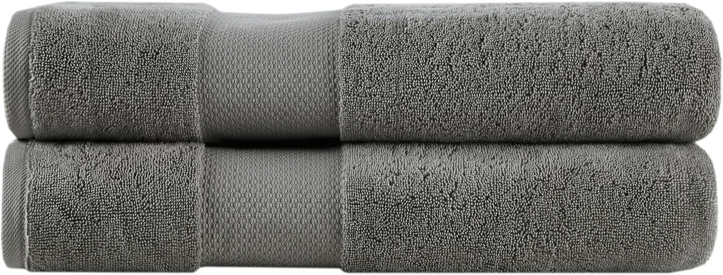 Madison Park Turkish Bath Towel Set 100% Cotton Bath Towel 600GSM Oversized Body Towel 2 Piece, Luxury Soft, Thick Spa Quality, Quick Dry Bathroom Towel, Jumble, 35" x 70", Charcoal