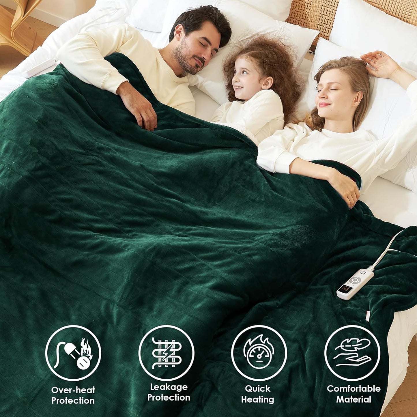 EHEYCIGA Heated Blanket - Full Size, 9 Heating Levels, Auto Off, Soft Cozy Sherpa, 72 x 84 Inches