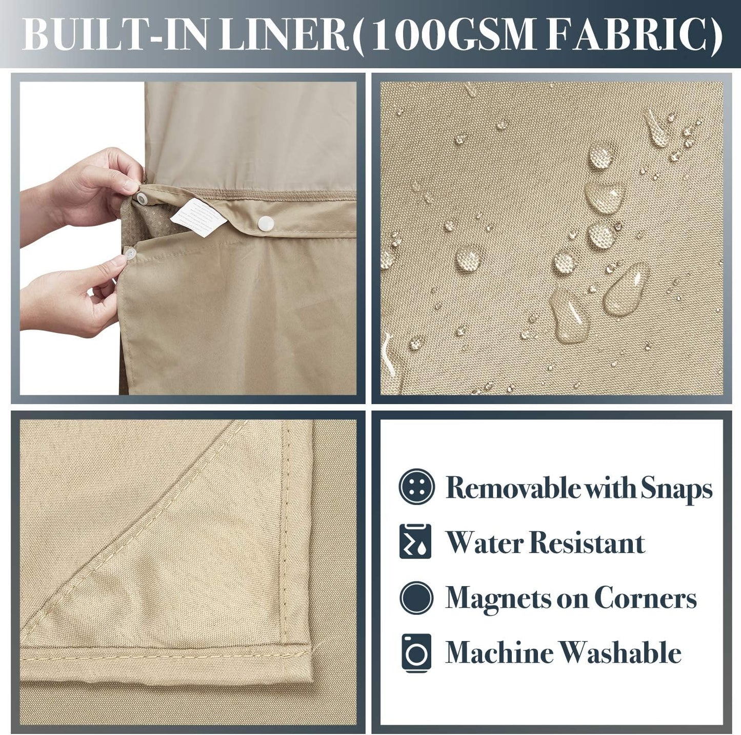 N&Y HOME Extra Long Waffle Weave Shower Curtain with Snap-in Fabric Liner Set, 12 Hooks Included - 71" x 84", Hotel Style, Mesh Top Window, Machine Washable & Water-Repellent - 71x84, Linen