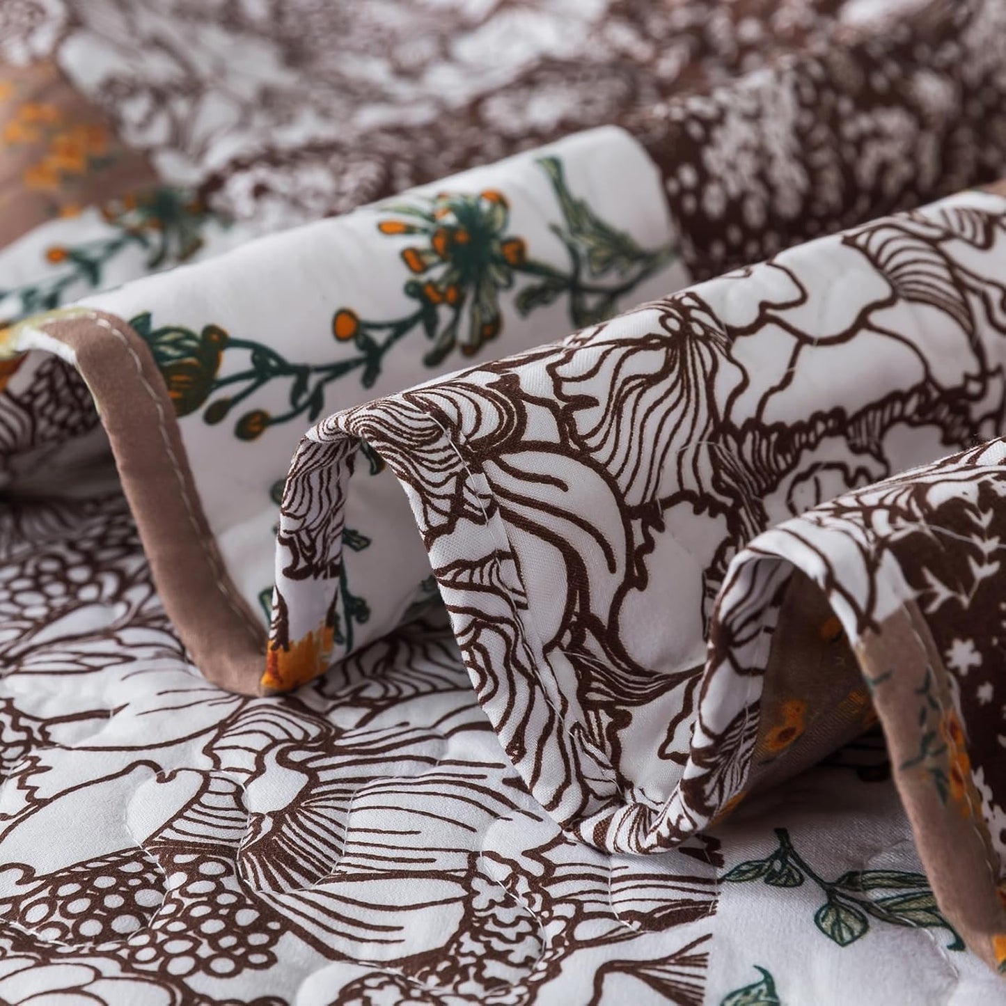 BEDIFANY Cotton Filling Queen Quilt Set - Reversible Farmhouse Bedspreads Queen Size with 2 Pillow Shams - Lightweight Queen Size Quilt Bedding Sets, 3 Pieces (90 x 98 inch)