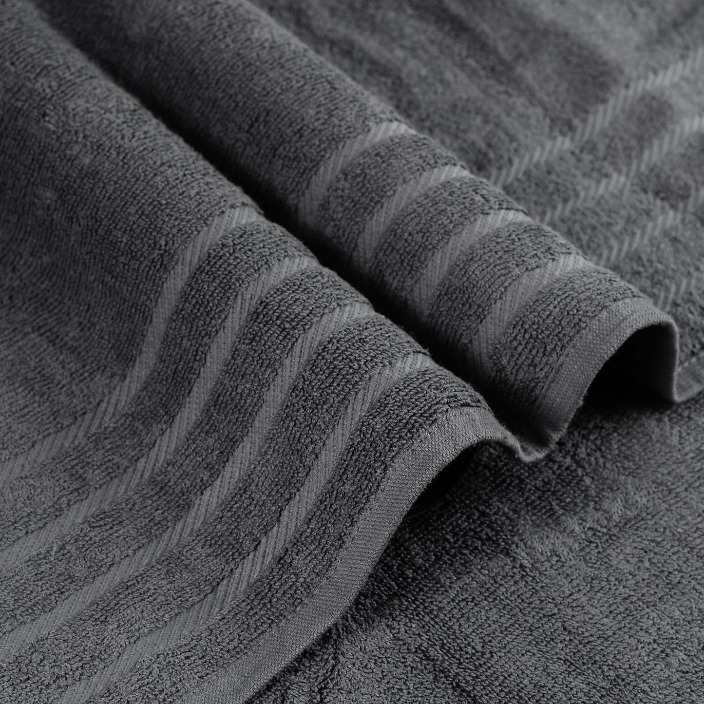TOALLA_ Bath Towels_30x60_Pk 6_Dark Grey Bath Towels (6-Pack, 30W X 60 L Inches) Dark Grey Color- Cotton Towel for Gym, Bath, Spa, Shaving, Shampoo, for Daily use, Large