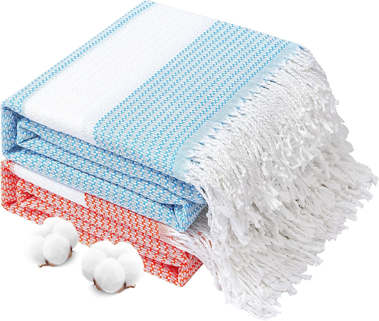 Genovega 2 Packs Oversized Turkish Beach Towels 74"x38" Thin Quick Dry Sand Free Pool Swim Bathing Towel Extra Large Blanket Adult Travel Essentials Accessories Summer Vacation Blue Pink Dot