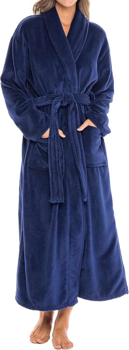 Alexander Del Rossa Plush Robe for Women, Long Fleece Winter Bath Robe, Plus Size