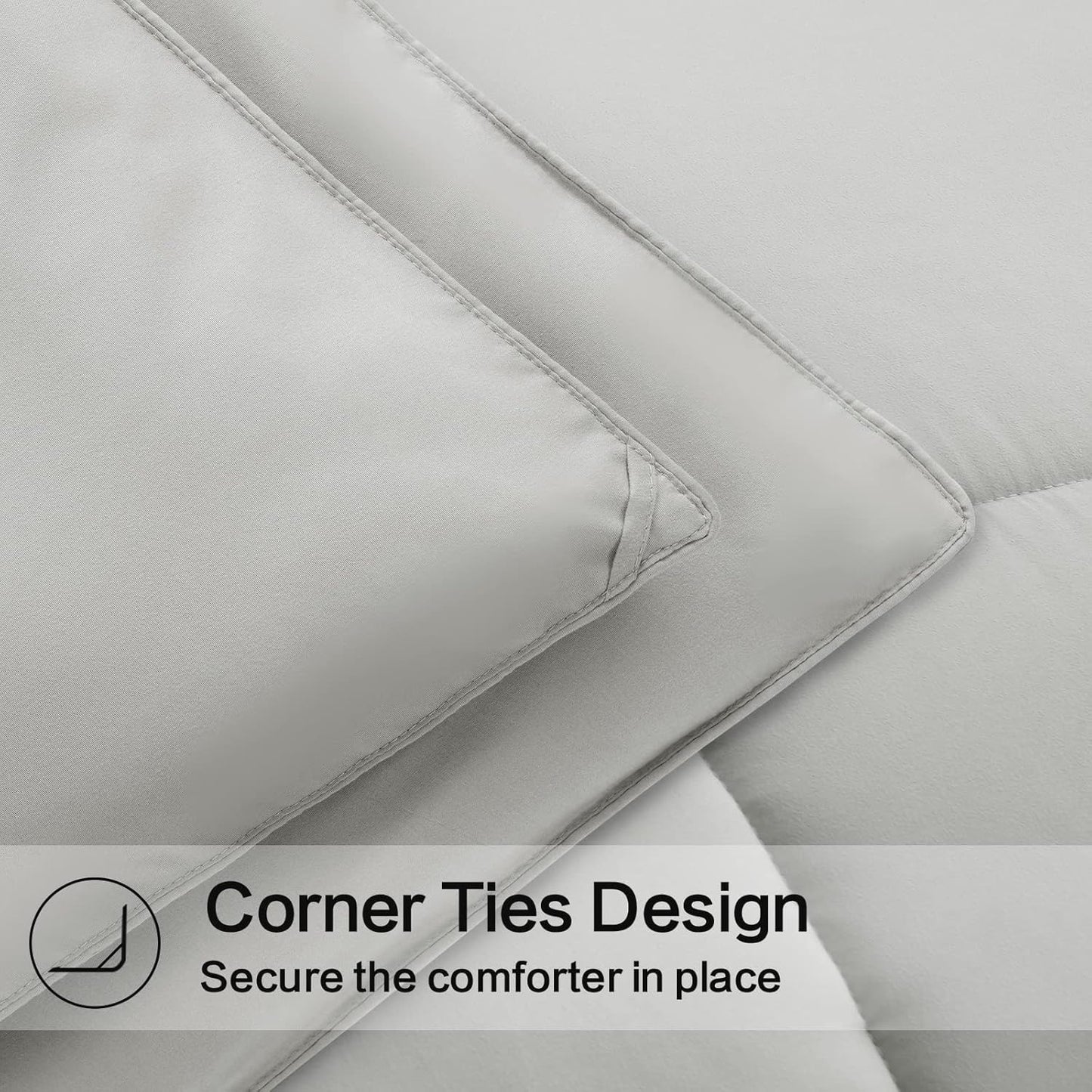 EASELAND Twin XL Down Alternative Comforter - Quilted Duvet Insert for All Seasons, Soft Lightweight with Corner Tabs, Summer Winter Warm Bedding, Light Grey 68×92 Inches