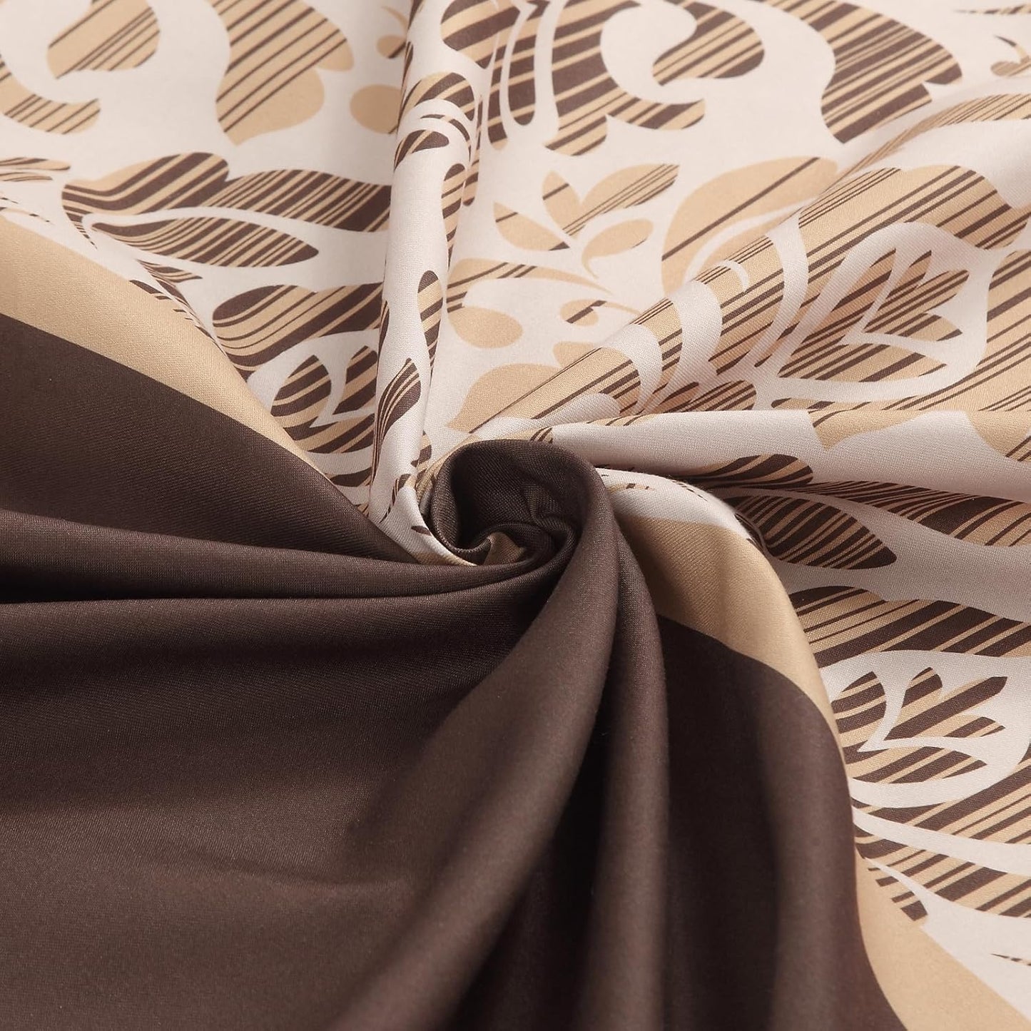 90 Inch Fabric Shower Curtain, Extra Long Brown Damask Shower Curtains for Bathroom, 72" W x 90" H