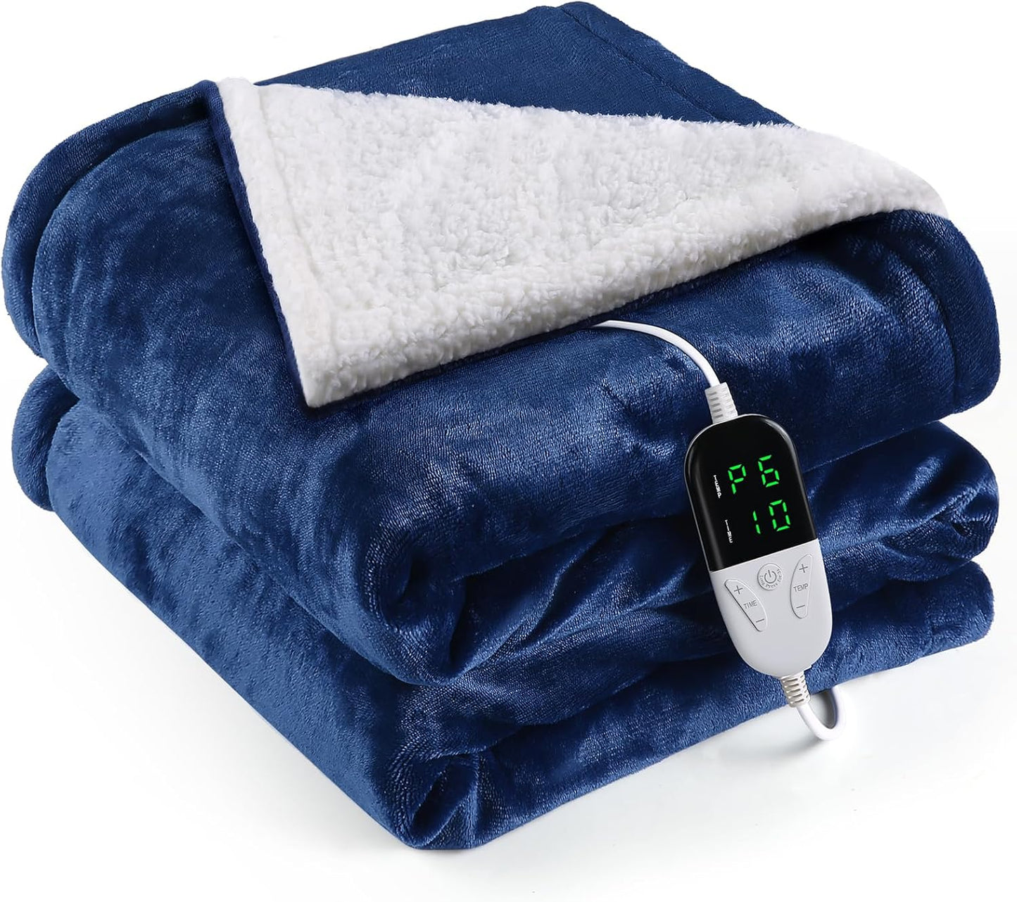 Heated Blanket Electric King Size 90"X100",Electric Blanket with 6 Heat Settings & 1-10 Hours Time Settings Auto-Off,Machine Washable Heating Blanket for Home and Office (Blue)