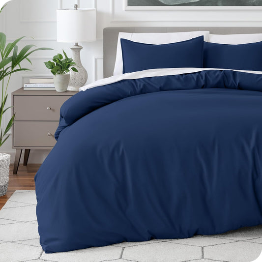 Bare Home Bedding Duvet Cover King Size - Premium 1800 Super Soft Collection - Lightweight, Cooling - Soft Breathable Bedding Duvet Cover (King, Dark Blue)