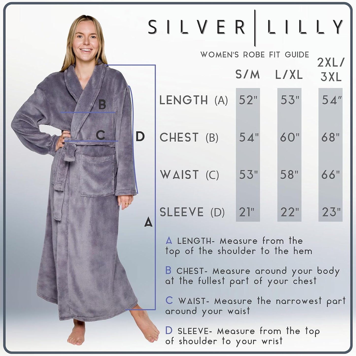 Womens Plush Fleece Bath Robe, Fluffy Long Bathrobe, Great Gift for Mother's Day, Grandma, Daughter, Sister, Wife, Friend