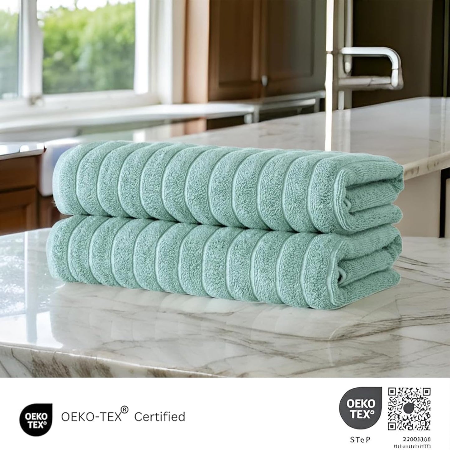 Classic Turkish Towels CTT Premium 2 Pack Bath Towels Set, Made with 100% Turkish Cotton, Spa & Hotel, Quick Drying Towels, Absorbent & Comfy | 27"x54" (Spa Green)