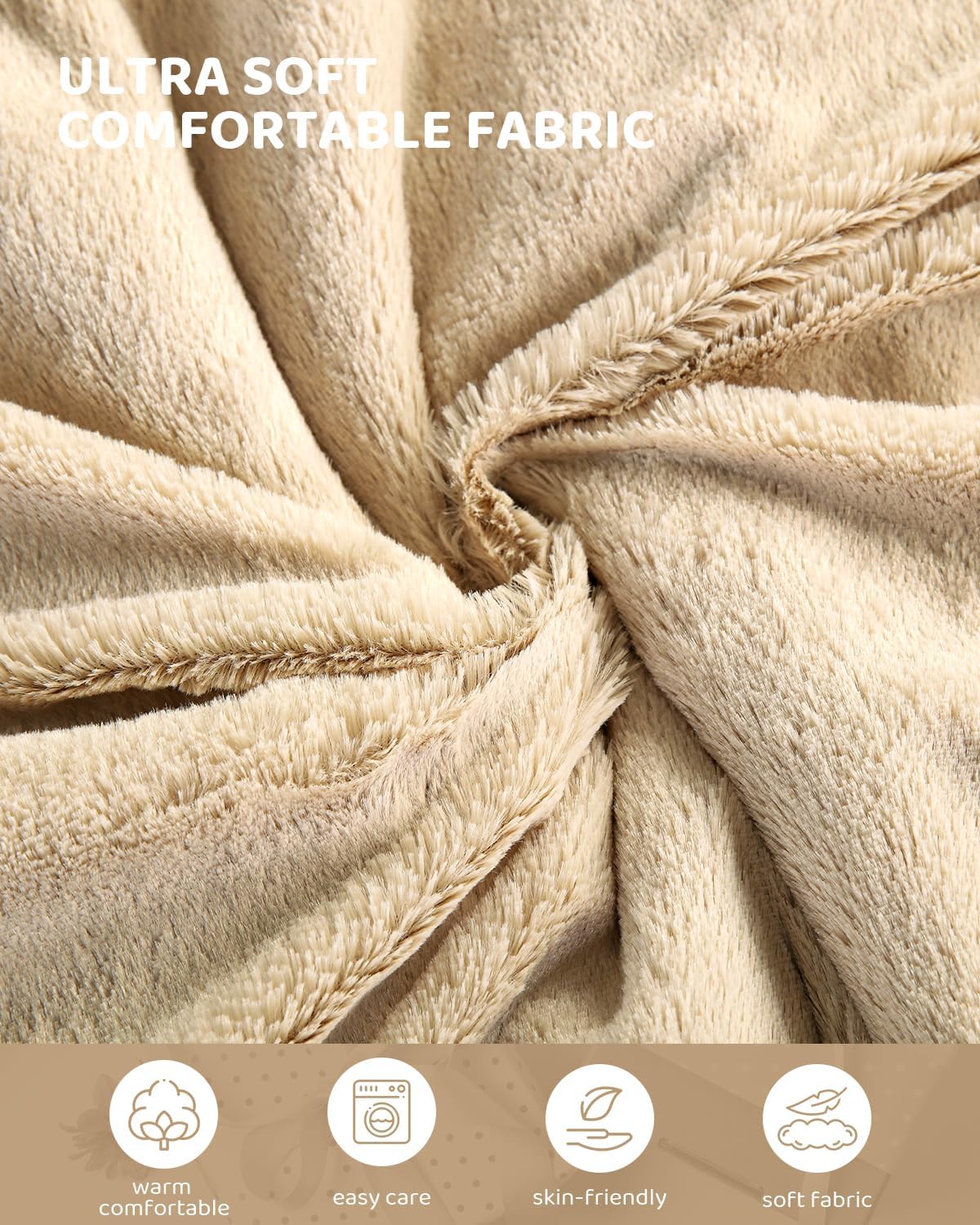 Electric Heated Blanket King Size, Faux Fur Heat Blanket, Super Soft Cozy Heating Blanket with 9 Heating Levels & 1-9 Hours Auto Off, Fast Heat & Overheat Protection, 100" x 90", Beige