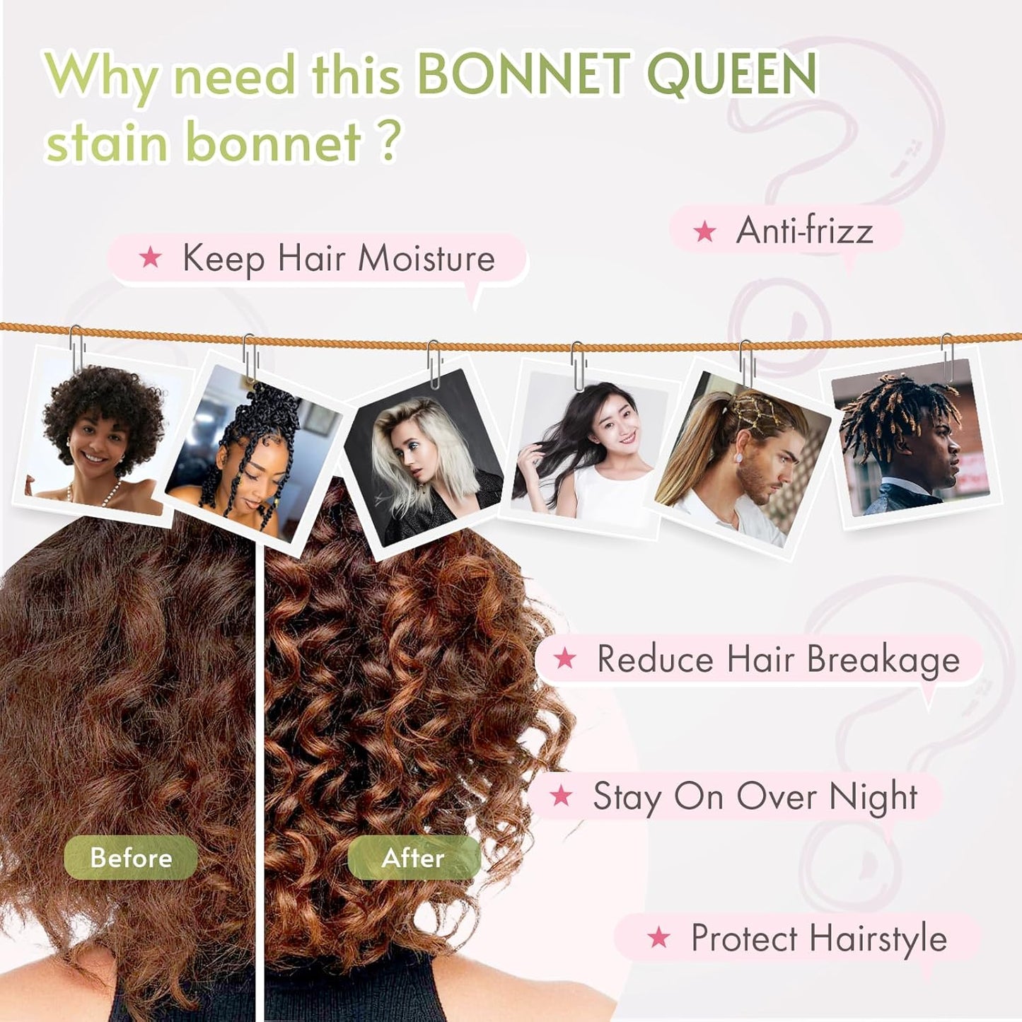 Bonnet Queen Silk Bonnet Satin Bonnet Hair Bonnet Silk Hair Wrap Tie Bonnet for Sleeping Sleep Bonnet Night Cap for Women Curly Hair