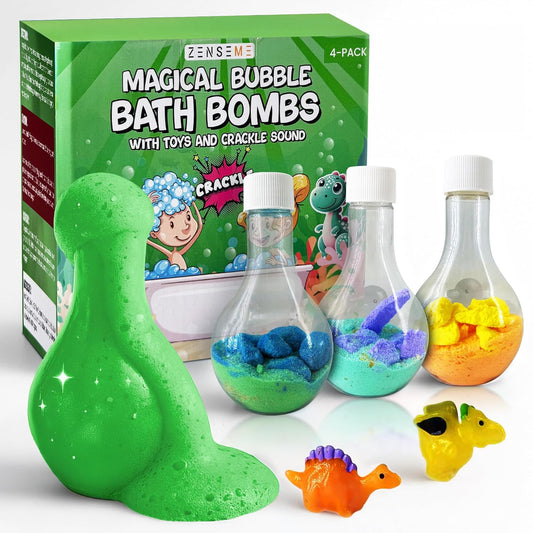 Bath Bombs for Boys with Mini Toy Ducks Inside – Kids Bath Bombs Powder - Bubble Bath for Kids – Bathtime Experiment Kit Mix - Blast of Foam & Colour Surprise – Gift Set of 4