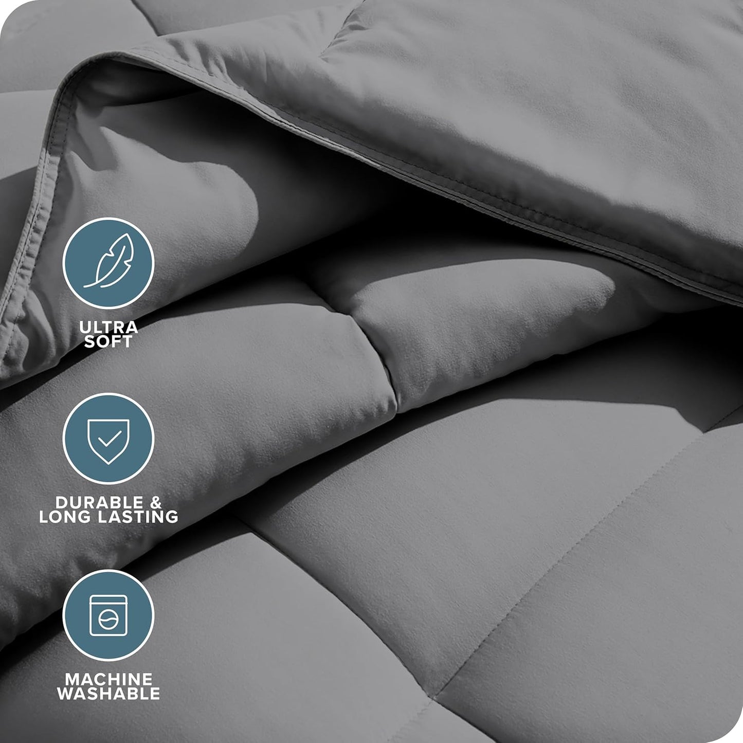 Bare Home Duvet Insert Comforter - Queen Size - Goose Down Alternative - Ultra-Soft - Premium 1800 Series - All Season Warmth - Bedding Comforter (Queen, Grey)