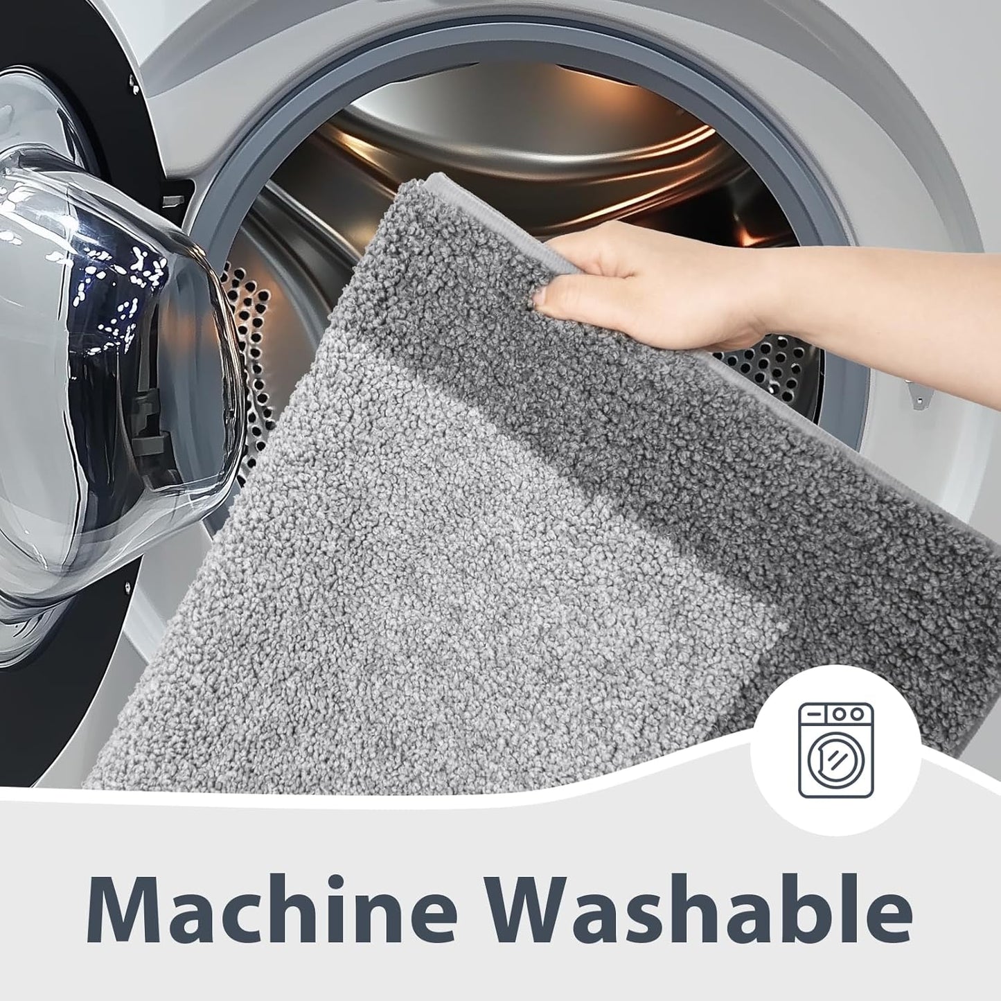Bathroom Rugs 24" x 36", Non-Slip Extra Soft Absorbent Bath Rugs, Machine Washable Quick Dry Bath Mats for Bathroom Floor, Shower, Bathtub and Sink, Grey & Dark Grey