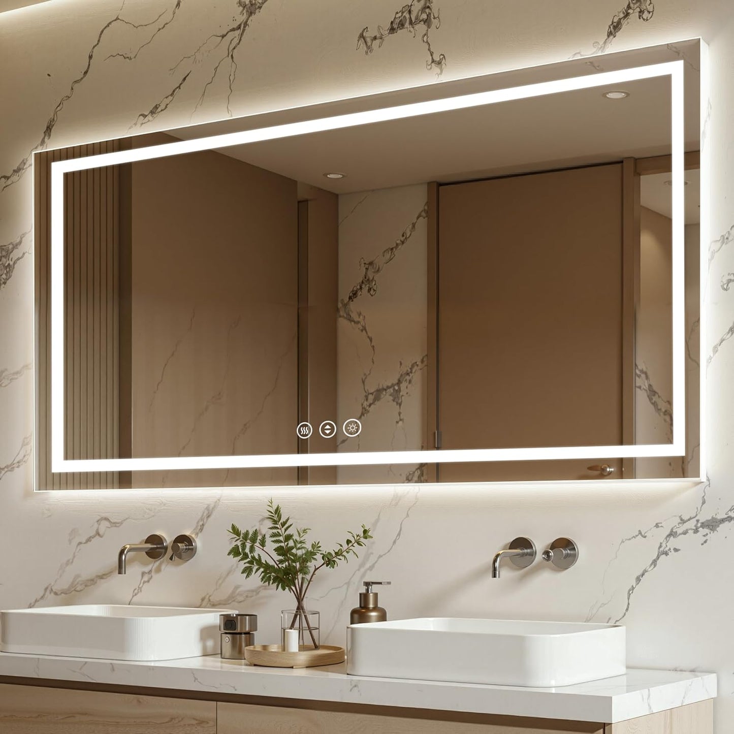 72X40 LED Bathroom Mirror with Lights, Anti-Fog, Backlit + Front Lit (CRI>90), Lighted Bathroom Vanity Mirror for Wall, Memory Function, Dimmable, Tempered Glass, Shatter-Proof, ETL Listed