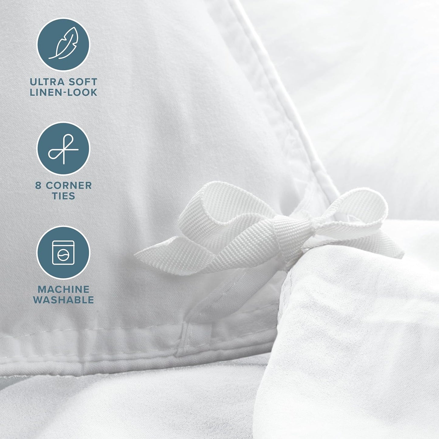 Bare Home Microfiber Duvet Cover Set - Ultra Soft Washed Microfiber - Oversized Queen Size - Linen-Like Look - Easy Care - Breathable Fabric - Our Softest Duvet Cover Set (Oversized Queen, White)